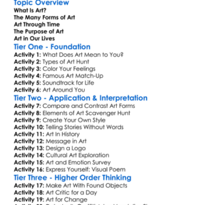 The Nature Of Art Worksheet Activity Booklet