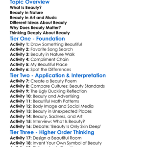 The Nature Of Beauty Worksheet Activity Booklet
