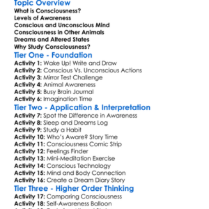 The Nature Of Consciousness Worksheet Activity Booklet