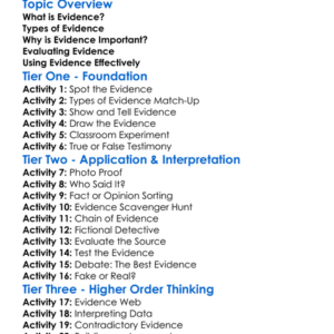 The Nature Of Evidence Worksheet Activity Booklet