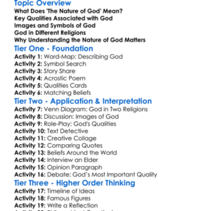 The Nature Of God Worksheet Activity Booklet