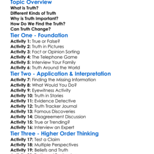 The Nature Of Truth Worksheet Activity Booklet