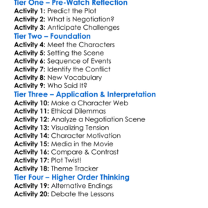 The Negotiator 1998 Worksheet Activity Booklet