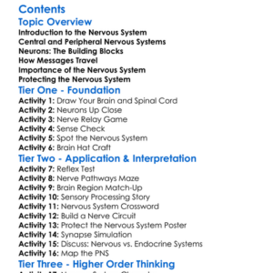 The Nervous System And Its Components Worksheet Activity Booklet