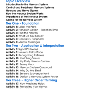 The Nervous System In Humans Worksheet Activity Booklet