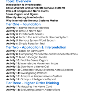 The Nervous System In Invertebrates Worksheet Activity Booklet