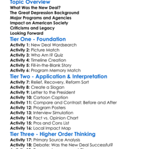 The New Deal Worksheet Activity Booklet