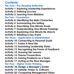 The New One Minute Manager Ken Blanchard  Spencer Johnson Worksheet Activity Booklet