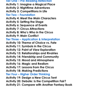 The Night Circus Erin Morgenstern Worksheet Activity Booklet