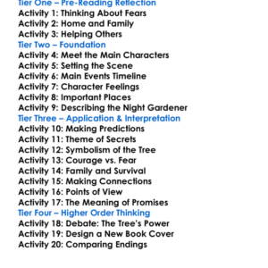 The Night Gardener Jonathan Auxier Worksheet Activity Booklet