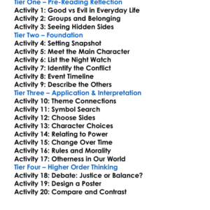 The Night Watch Sergei Lukyanenko Worksheet Activity Booklet