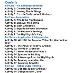 The Nightingale Hans Christian Andersen Worksheet Activity Booklet