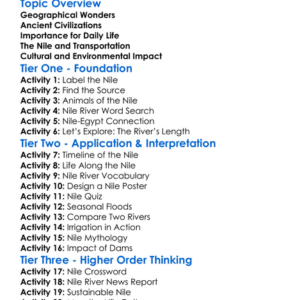The Nile River And Its Importance Worksheet Activity Booklet