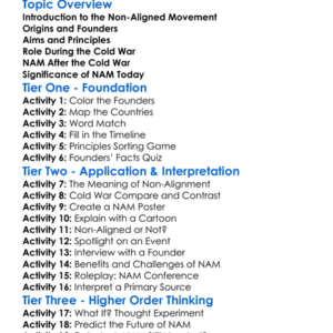 The Non-Aligned Movement Worksheet Activity Booklet