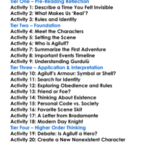 The Nonexistent Knight Italo Calvino Worksheet Activity Booklet