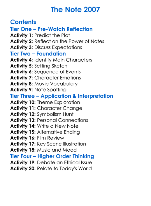 The Note 2007 Worksheet Activity Booklet