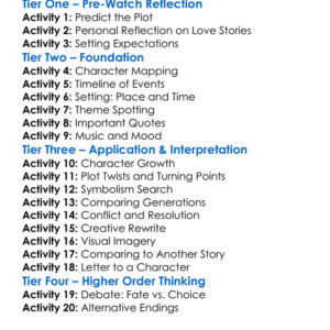 The Notebook 2004 Worksheet Activity Booklet