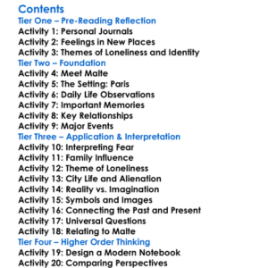 The Notebooks Of Malte Laurids Brigge Rainer Maria Rilke Worksheet Activity Booklet