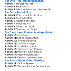 The Nun 2018 Worksheet Activity Booklet