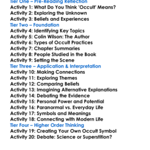 The Occult Colin Wilson Worksheet Activity Booklet