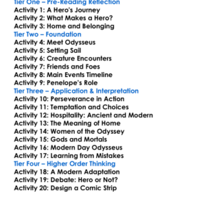 The Odyssey Homer Worksheet Activity Booklet