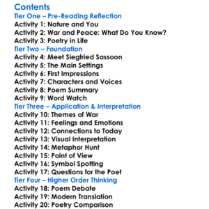 The Old Huntsman And Other Poems Siegfried Sassoon Worksheet Activity Booklet