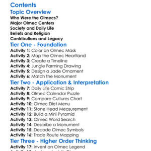 The Olmec Civilization Of Mesoamerica Worksheet Activity Booklet