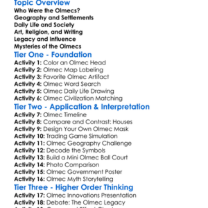 The Olmec Civilization Worksheet Activity Booklet