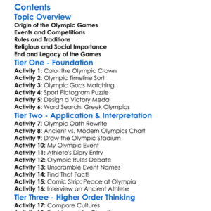 The Olympic Games In Ancient Greece Worksheet Activity Booklet