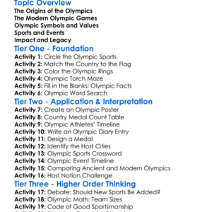 The Olympic Games Worksheet Activity Booklet