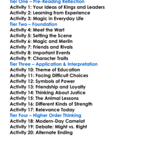 The Once And Future King Th White Worksheet Activity Booklet