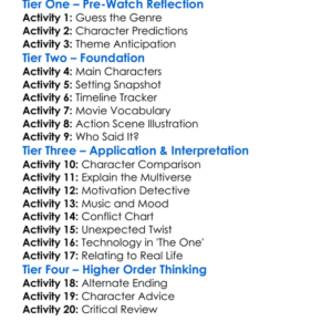 The One 2001 Worksheet Activity Booklet