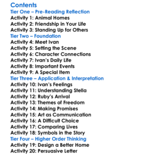 The One And Only Ivan Katherine Applegate Worksheet Activity Booklet