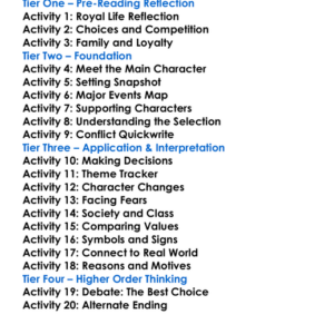 The One Kiera Cass Worksheet Activity Booklet