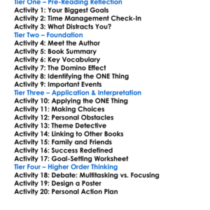 The One Thing Gary Keller Worksheet Activity Booklet