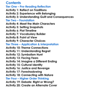 The Only Good Indians Stephen Graham Jones Worksheet Activity Booklet