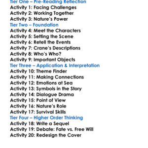 The Open Boat Stephen Crane Worksheet Activity Booklet