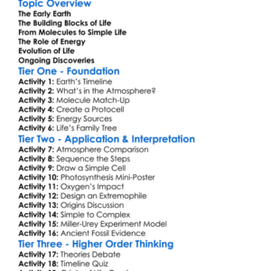 The Origin Of Life On Earth Worksheet Activity Booklet