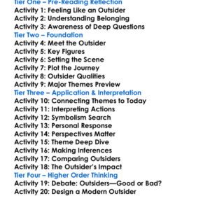 The Outsider Colin Wilson Worksheet Activity Booklet