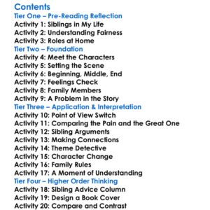 The Pain And The Great One Judy Blume Worksheet Activity Booklet