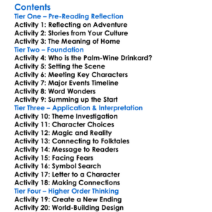 The Palm-Wine Drinkard Amos Tutuola Worksheet Activity Booklet