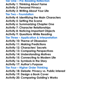 The Paper Men William Golding Worksheet Activity Booklet