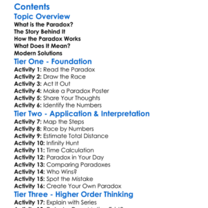 The Paradox Of Achilles And The Tortoise Worksheet Activity Booklet