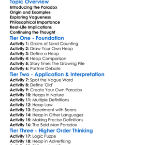 The Paradox Of The Heap Worksheet Activity Booklet