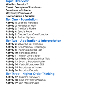 The Paradoxes Worksheet Activity Booklet