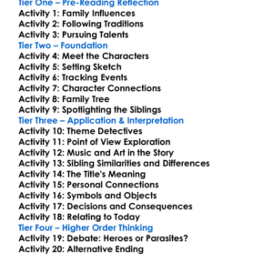 The Parasites Daphne Du Maurier Worksheet Activity Booklet