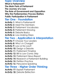 The Parliamentary Process Worksheet Activity Booklet