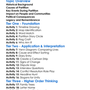 The Partition Of India And Pakistan Worksheet Activity Booklet