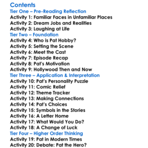 The Pat Hobby Stories F Scott Fitzgerald Worksheet Activity Booklet