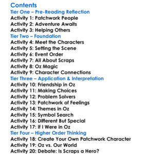 The Patchwork Girl Of Oz L Frank Baum Worksheet Activity Booklet